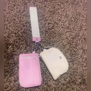 lululemon dual pouch wristlet in pink peony